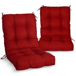 lot 11939 image: EAGLE PEAK Tufted OutdoorIndoor SeatBack Chair Cushions, Set of 2, 42 x 21, Red