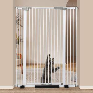 lot 11942 image: Ulifemate 51.18 Extra Tall Cat Gate for Door Way Auto Close, 30-40 Adjustable Width Pet Gate with 2.75 and 5.5 Extension Kits, No Drilling Pressure Mount Kit, White