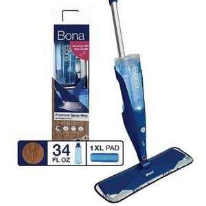 lot 12904 image: Bona Hardwood Floor Premium Spray Mop - Includes Hardwood Floor Cleaning Solution and Machine Washable Microfiber Cleaning Pad - Dual Zone Cleaning for Faster Cleanup - Spray Mop for Wood Floors