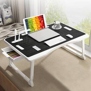 lot 12920 image: Laptop Bed Table, Laptop Desk for Bed, Foldable Laptop Bed Desk with USB Charge Port, Handle, Desktop Card Slot, Cup Slot, Side Drawer, Portable Laptop Table for Bed Eating Reading Working