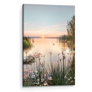 lot 12925 image: Lake Canvas Wall Art Picture Sunset Landscape Painting Print Artwork Vertical Nature Scenery Decor for Living Room Bedroom