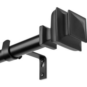 lot 30091 image: Curtain Rods for Windows 72 to 144 Inches - Adjustable Length, 1 Inch Diameter Window Curtain Rod with Resin Finials - Modern Style for Indoors or Outdoors, Black
