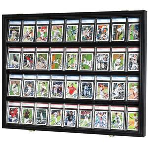 lot 30093 image: DisplayGifts Pro-Collectors 36 Graded Sports Card Display Case for Football Baseball Basketball Hockey Comic Trading Cards, 98% UV Protection High Transparancy Acrylic Door Horizontal (Black Finish)