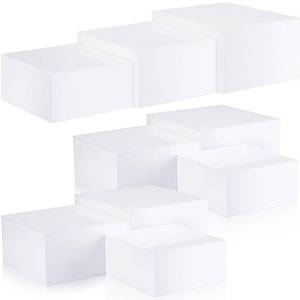 lot 30098 image: Suzile 9 Pcs Acrylic Buffet Risers Display Box Cube 5 Side Food Riser Table Stand for Display with Hollow Bottom for Party,3 Sizes,8,9,10inch