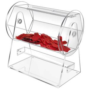 lot 30103 image: Acrylic Raffle Drum, Clear Raffle Ticket Drum Spinner Cage, Transparent Raffle Ticket Box for Lottery Games, Bingo, Raffle Balls