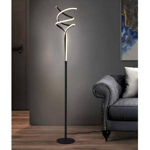 lot 30104 image: FCTWAKS Modern Floor Lamps, 63 Spiral Led Floor Lamps, 40W 3000K Color Temperature, Unique Tall Lamps for Living Room Bedroom Home Office Deco, Black