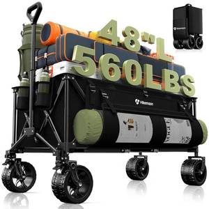 lot 30109 image: Hikemoon 300L Extra Large Wagons Carts Foldable, 560LBS Heavy Duty Collapsible Beach Wagon 48 Long with Big All-Terrain Wheels, Utility Folding Cart for Camping, Grocery, Sports, Garden, Black