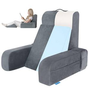 lot 30111 image: Kayfia Reading Pillow, 10 in 1 Back Pillow for Bed Sitting up with Detachable Arms Rest, Back Rest with Gel Memory Foam, Husband Pillow for ReadingGamingWorking in Bed or Couch 19, Gray