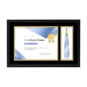 lot 30114 image: Melannco 18.8x12.1 Inch Black Wood Diploma Frame With Tassel Holder- Frame Displays One 8.5x11 Inch Certificate and One Tassel