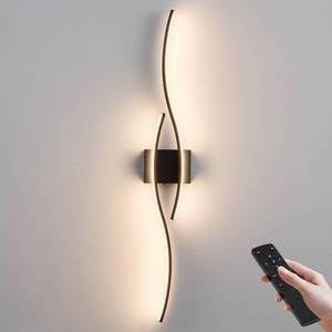 lot 30116 image: KARTOOSH Battery Operated Wall Sconces with Remote Control, Dimmable3 ColorNight-LightTimerMemory, Black Modern Wireless LED Sconce for Living Room, Hallway, Bedroom, 39.3 Inch (1 Pack)