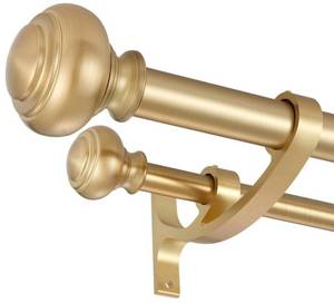 lot 30120 image: Warm Gold Double Curtain Rods, Double Curtain Rods for Window 48 to 84 Inch, Telescoping Double Decorative Drapery Rods with Urn Finials, 1-Inch Front and 58 Inch Back Double Rod Curtain Rods