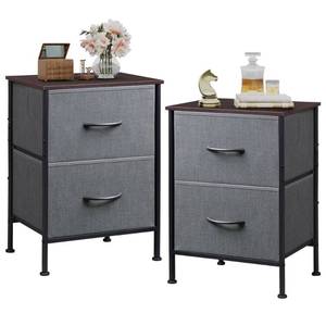 lot 30125 image: WLIVE Night Stand Set 2, Dresser and Nightstand Sets, Small Dresser for Bedroom with 2 Drawers, End Table with Fabric Bins for Closet, Bedside Furniture, College Dorm, Dark Grey