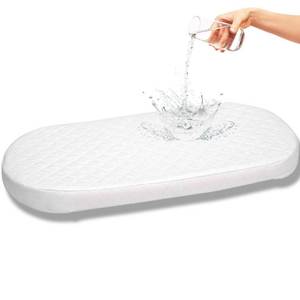 lot 30127 image: First Essentials Baby Bassinet Mattress Pad (Oval, 12X29) for Newborn Comfort Breathable Easy Clean Hypoallergenic Waterproof Made in USA