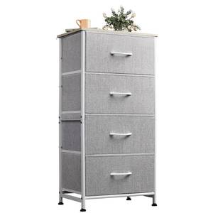 lot 30135 image: WLIVE 4 Drawers Dresser for Bedroom, Light Grey Fabric Clothes Storage Organizer Unit, Dresser for Hallway, Entryway, Closets, Sturdy Steel Frame, Wood Top