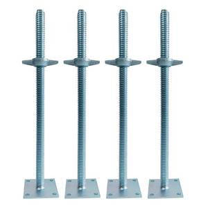 lot 30149 image: GaeaAuto 4 Pack 24 Adjustable Leveling Jacks Feet Solid Screw Jacks with Base Plate for Baker-Style Scaffolding Equipment, Silver