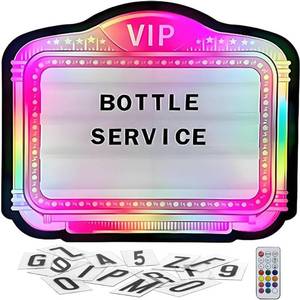 lot 30151 image: VIP Bottle Service Sign for Clubs - Professional LED Display Board with Remote Control, Changeable Cards & 6 Light Modes, Tool-Free Setup for Bottle Girl & Presenter, Bar, Nightclub, Wedding, Parties