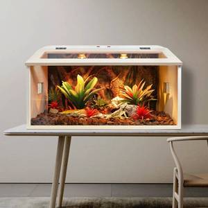 lot 30154 image: Prolee Reptile Terrarium, Lizard Tank Up to 68 Gallons, Bearded Dragon Tank with Roof Door, Snake Tank with Built-in Lamp Fixture and Switch (28 Gallon, 32 Long, Openable Wood Roof)