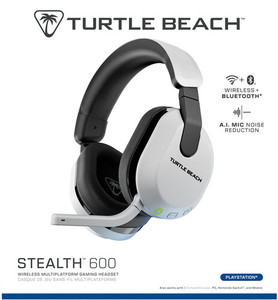 lot 60730 image: Turtle Beach - Stealth 600 Wireless Gaming Headset for PlayStation, PS5, PS4, PC with 80-Hr Battery - White