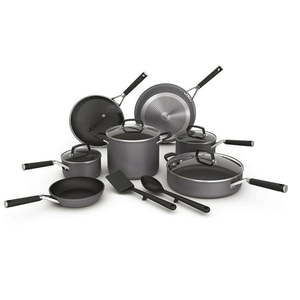 lot 60755 image: Ninja 14 Piece Nonstick Hard Anodized Aluminum Cookware Set  Cool Touch
