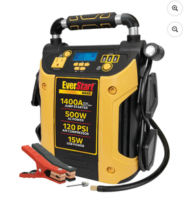 lot 60760 image: EverStart Maxx J5CPDE 1400 Peak Amps Jump Starter, Power Station, 500W Inverter, 120 PSI Compressor