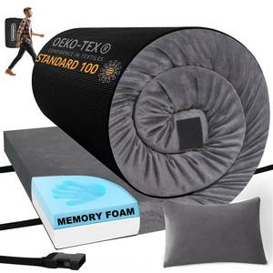 lot 61625 image: Aodisman Sleeping Pad,3-inch Thick Memory Foam Camping Mattress,Portable Roll-Up Mat for CarTentFloorCotTravel,Comfortable Pad for Guests Sleepover