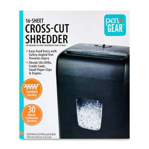 lot 61641 image: PenGear 16-Sheet Cross-Cut Paper  CDs & DVDs  Credit Card Shredder  Black  5.3 Gallon Bin
