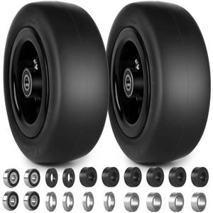 lot 61658 image: phepetroll 11x4.00-5 Flat Free Lawn Mower Tires and Wheels 34 58 12 Ball Bearings, 3.25-5.5 Centered Hub 11x4-5 Zero Turn Mower Front Tires, Smooth Wheels for Commercial Grade Lawn