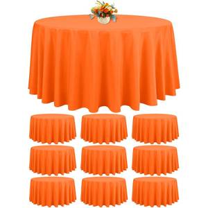lot 61674 image: FXKS 10 Pack Orange Round Tablecloth 120 Inch Washable Table Cloth,Polyester Circle Table Cloth,Stain and Wrinkle Resistant Orange Fabric,Tablecloth for Wedding Banquet Party