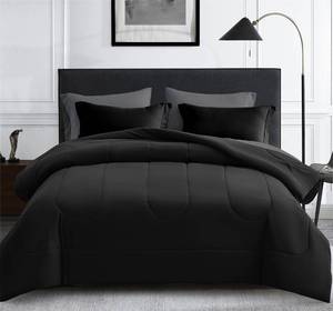 lot 61676 image: Maple&Stone King Size Comforter Set 7 Pieces Bed in a Bag - Down Alternative Bed Set with Sheets, Pillowcases & Shams, Soft Reversible Duvet Insert for King Bed, Black