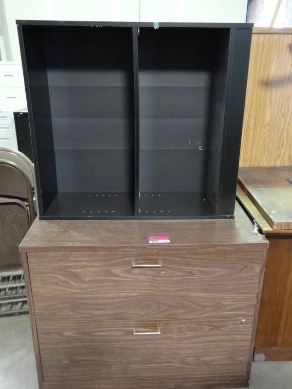 lot 1121 image: Large Lot Of Various Wooden Office Cabinets And Tables