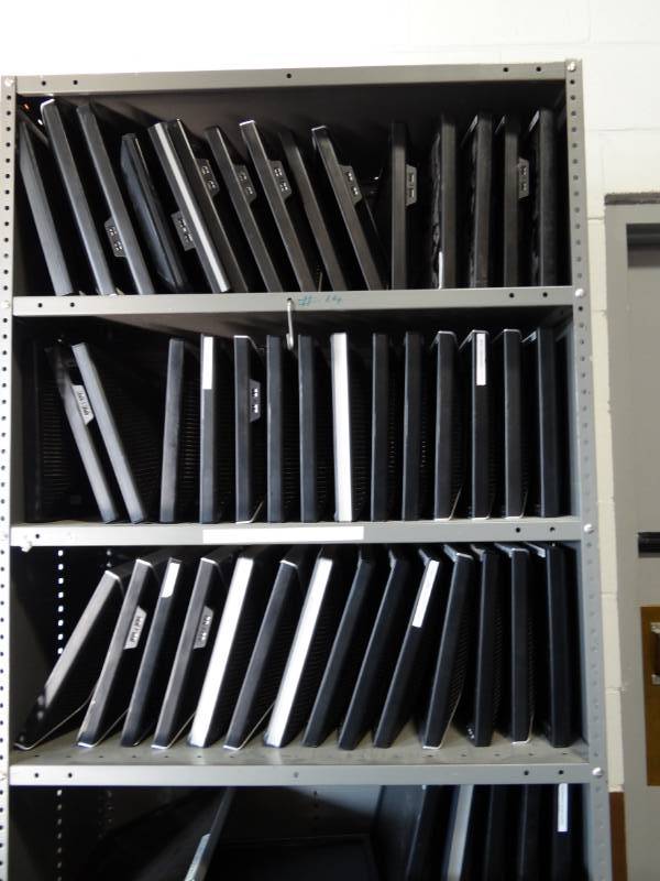 lot 1297 image: (3) Shelves Of Computer Monitors