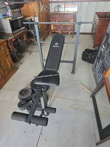 lot 21 image: Marcy Diamond Elite Weight Bench Set with Weights