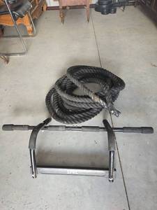 lot 22 image: SPRI Doorway Pull Up Bar and  Heavy Battle Exercise Rope