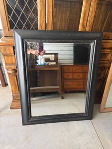 lot 36 image: Classical Black Wood Frame Wall Mirror