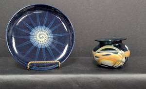 lot 123 image: Fenton Signed Vase and Starburst Plate