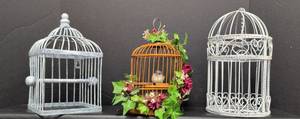 lot 140 image: Vintage Style Decorative Bird Cages with Floral Accents