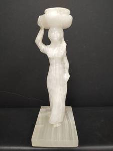 lot 179 image: Vintage Elegant Alabaster Water Bearer Sculpture, Can be Used as Candle Holder