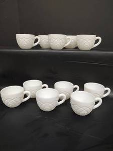 lot 187 image: Vintage McKee White Milk Glass Cups, Qty 11