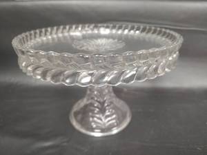 lot 203 image: Vintage EAPG Adams Glass Crystal Pedestal Cake Stand, 1890s