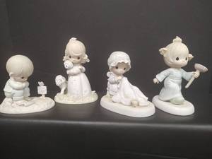 lot 208 image: Vintage Precious Moments Figurine Collection - 1987 Special Edition Seeds, The Lord is My Shepard, Love Covers All and Faith Takes the Plunge