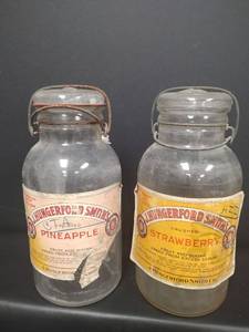 lot 275 image: Vintage J. Hungerford Smith Syrup Soda Fountain Jars 1940s-1950s