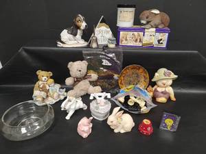 lot 314 image: Vintage Collectibles & Decorative Items Lot including Antique McIntire Pharmacy Vaseline Jar, Cadburys Biscuit Tin and More