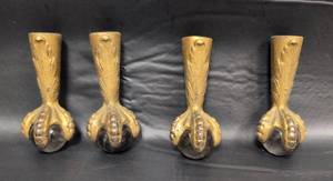 lot 315 image: Vintage Brass Ball and Claw Furniture Feet Set of 4