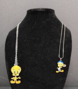 lot 357 image: Tweety Bird Enamel Character Necklaces