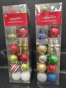 lot 370 image: Holiday Home 2 Boxes 60-Count Shatterproof Ornament Set
