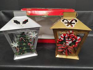 lot 392 image: NIB Decorative Christmas Candle Holder Metal Lanterns