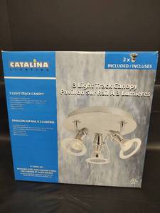 lot 393 image: NIB Catalina 3-Light Track Canopy Light Fixture 13 x 6 12 inches