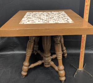 lot 405 image: Mid-Century Mosaic Top Accent Table