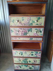 lot 434 image: Tall Customized Wooden Cabinet with Drawers