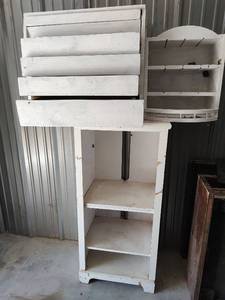 lot 436 image: Two Separate White Wooden Cabinets - One with Shelves and One with Drawers